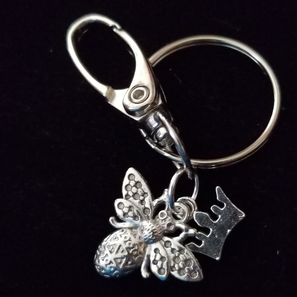 Queen Bee & Crown Keyring \ Purse Clip - Picture 3 of 4